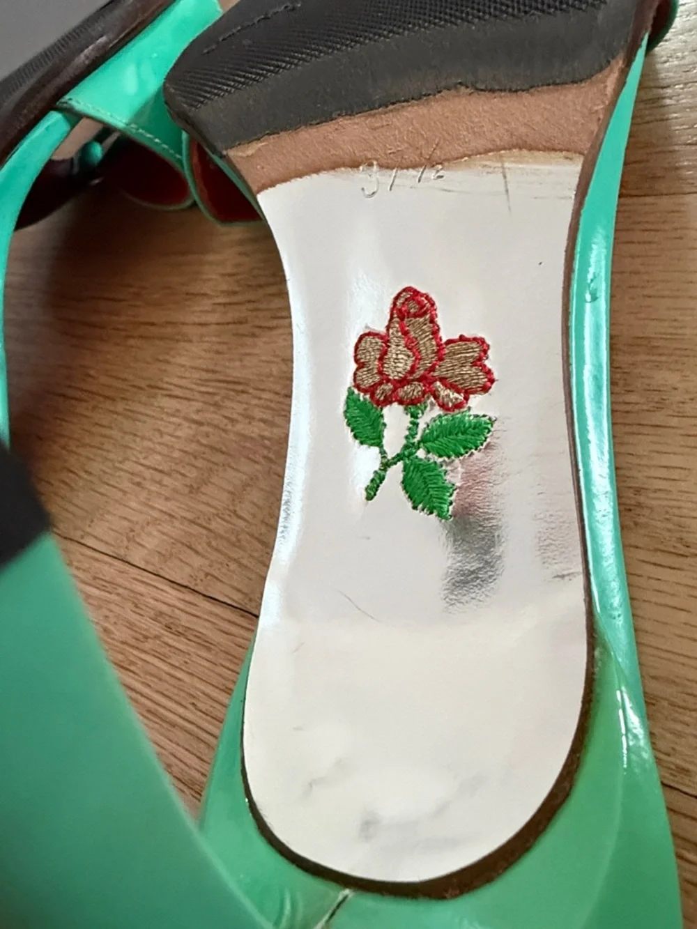 NWT! Free Lance Paris Unworn Vintage Turquoise Patent Slide Heels women sz 37.5